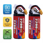 DXF 6S 22.2V 2200mAh 150C Graphene Softcase LiPo Battery with XT60 & 12AWG Wire (1-6 Pack)