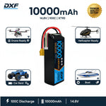 DXF 4S 14.8V 10000mAh 100C Graphene Softcase LiPo Battery with XT90 & 10AWG Wire (1-6 Pack)