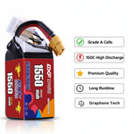DXF 6S 22.2V 1550mAh 150C Gold Version Graphene LiPo Soft Case Battery with 12AWG XT60 Plug for RC Car Boat Airplane FPV Racing Drone (1-6 Pack Available)