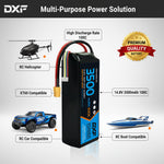 DXF 4S 14.8V 3500mAh 100C Graphene Softcase LiPo Battery with XT60 & 12AWG Wire for RC Cars, Boats & Aircraft Models (1-6 Pack)