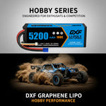 DXF 3S 11.1V 5200mAh 100C Hardcase LiPo Battery with 10AWG EC5 for 1/8 1/10 RC Cars, Trucks, Buggies (1-6 Pack Available)