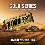 DXF Gold Version 3S HV 11.4V 8000mAh 140C Graphene Hardcase LiPo Battery with XT90 & 10AWG Wire (1-6 Pack)