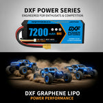 DXF BLUE Series 3S 11.1V 7200mAh 80C Hardcase LiPo Battery with EC5 Plug for 1/8 1/10 RC Car Truck (1-6 Pack)