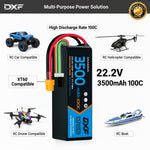 DXF 6S 22.2V 3500mAh 140C Gold Version Graphene LiPo Soft Case Battery with 12AWG XT60 Plug for RC Car Boat Airplane FPV Racing Drone (1-6 Pack Available)