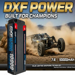 DXF Gray 2S HV 7.6V 10000mAh 150C Hardcase LiPo Battery with 5mm to Deans/T-Plug & 12AWG Wire (1-6 Pack)