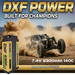 DXF LiPo Battery 2S2P HV 7.6V 6300mAh 130C Graphene NGP Plus Gold Version with 5mm Bullet / EC5 / T / TRX / XT60 / XT90 / XT150 / Q8s Plug for RC 1/10 1/8 Scale Car Racing