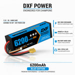 DXF 3S 11.1V 6200mAh 80C Graphene LiPo Hardcase Battery with 10AWG XT90 Plug for 1/8 1/10 RC Car Buggy Truck Boat Drone (1-6 Pack Available)