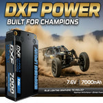 DXF BLUE Series 2S HV 7.6V 7000mAh 140C Graphene 5mm Shorty Hardcase LiPo with Deans/T-Plug (1-6 Pack)