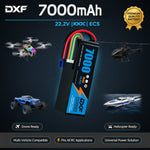 DXF 6S 22.2V 7000mAh 100C Softcase LiPo Battery with EC5 & 10AWG Wire for 1/8 RC Cars (1-6 Pack)