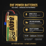 DXF 4S 14.8V 8400mAh 140C Graphene Hardcase LiPo Battery with EC5 & 10AWG Wire (1-6 Pack)