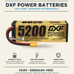 DXF LiPo Battery 4S 14.8V 5200mAh 140C Graphene Hardcase with EC5 / T / TRX / XT60 / XT90 / XT150 / Q8s Plug for RC 1/8 1/10 Buggy Truck Car Off-Road Drone
