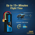 DXF 6S 22.2V 10000mAh 100C Graphene Blue Softcase LiPo Battery with XT90 for RC Cars Drones Helicopters Boats (1-6 Pack)