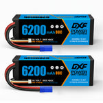 DXF 3S 11.1V 6200mAh 80C Hardcase LiPo Battery with 10AWG EC5 for 1/8 1/10 RC Cars, Trucks, Buggies (1-6 Pack Available)