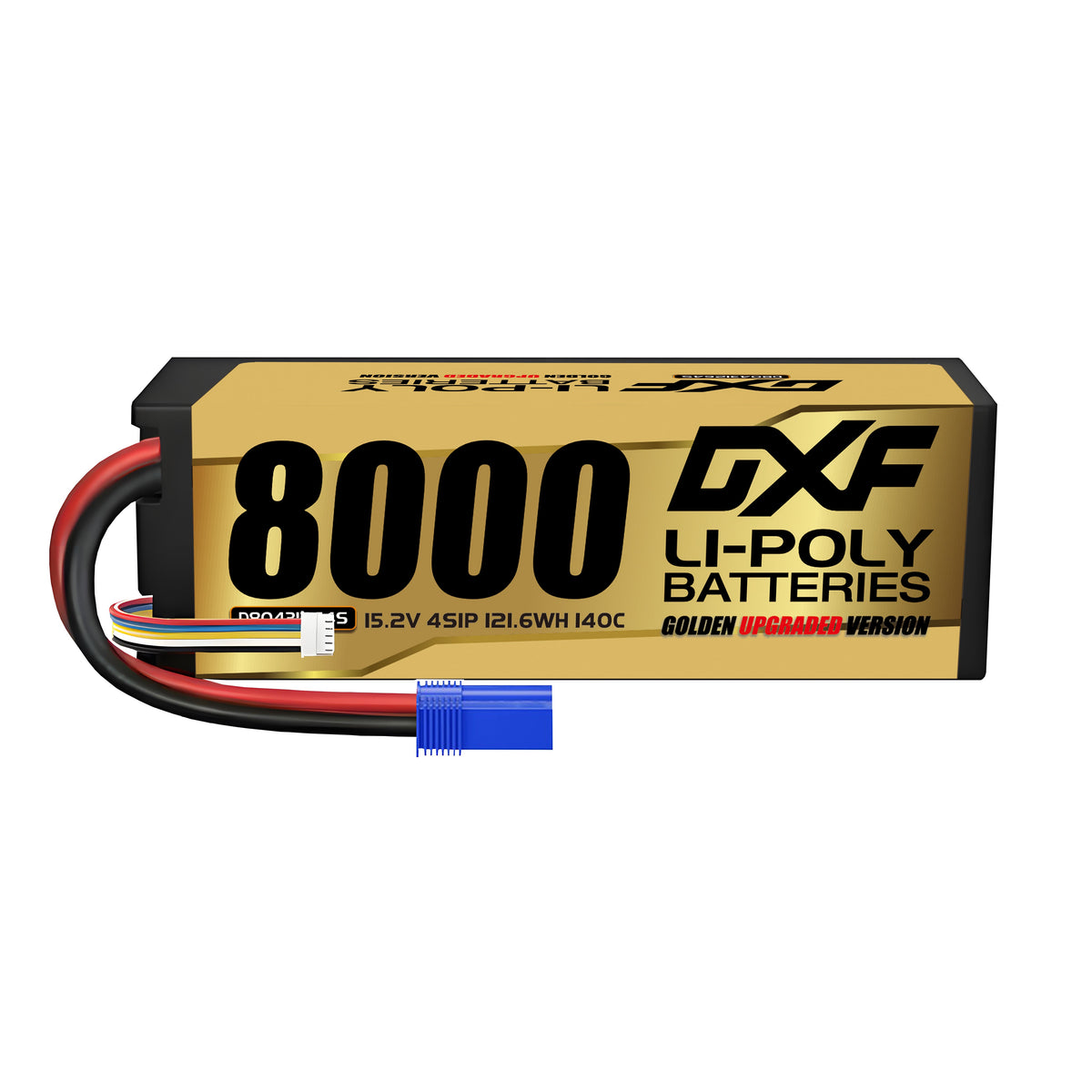 DXF Gold Standard 4S HV 15.2V 8000mAh 140C Graphene Hardcase LiPo Battery with EC5 & 10AWG Wire (1-6 Pack)