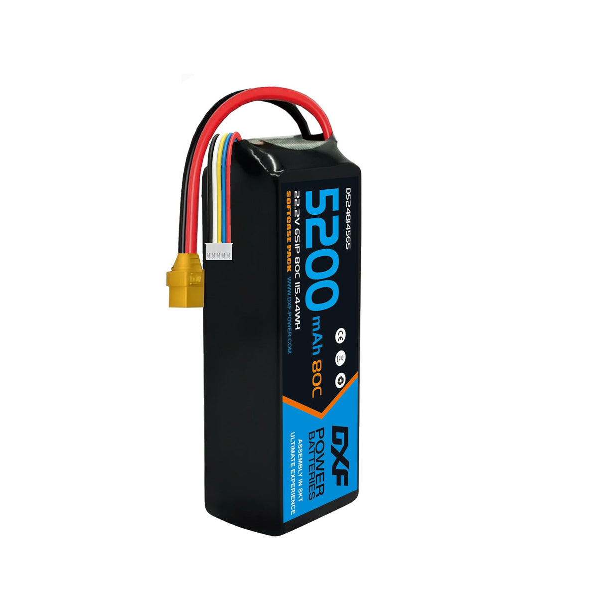 DXF Lipo Battery 4S 14.8V 5200mAh 80C Graphene Softcase with EC5 / T / TRX / XT60 / XT90 / XT150 / Q8s Plug for RC 1/8 1/10 Buggy Truck Car Off-Road Drone
