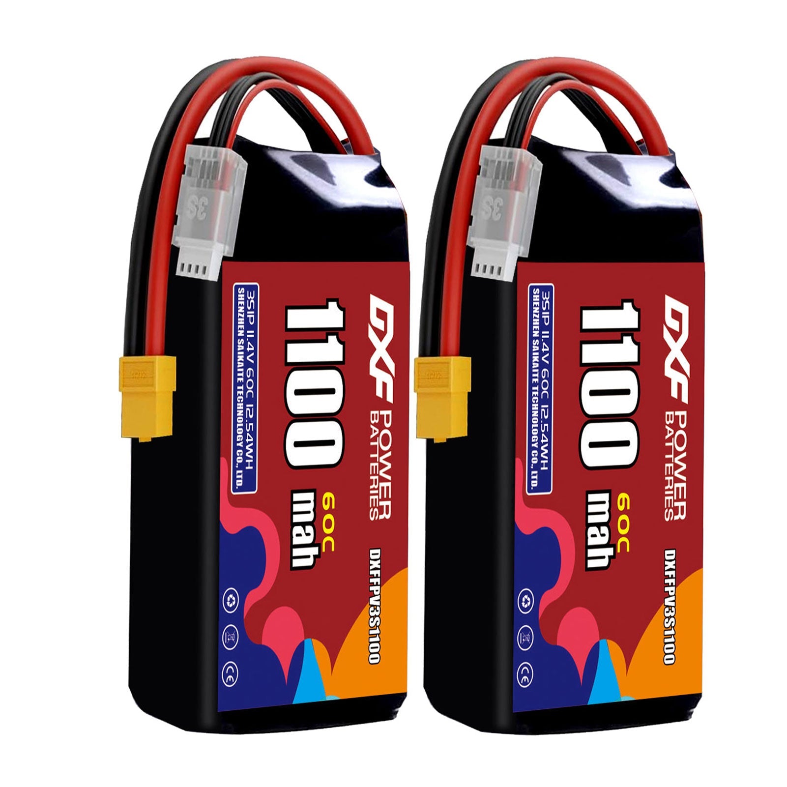 DXF LiPo Battery 3S HV 11.4V 1100mAh 60C with PH2.0 / JST / XT30 / SM / XT60 / EC5 / XT90 for FPV Drone Whoop Micro Racing