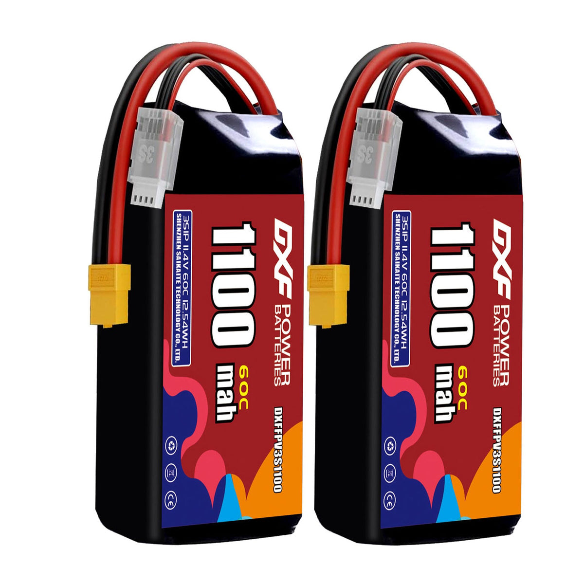 DXF LiPo Battery 3S HV 11.4V 1100mAh 60C with PH2.0 / JST / XT30 / SM / XT60 / EC5 / XT90 for FPV Drone Whoop Micro Racing