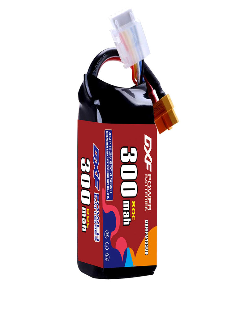 DXF LiPo Battery 4S HV 15.2V 300mAh 80C with PH2.0 / JST / XT30 / SM / XT60 / EC5 / XT90 for FPV Drone Whoop Micro Racing