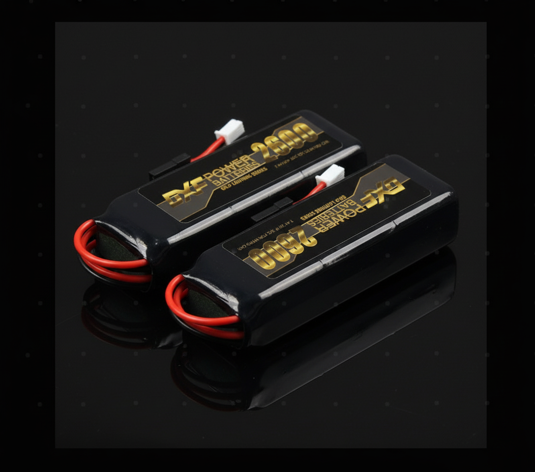 DXF 2S 7.4V 2600mAh 20C LiPo Receiver Battery Hardcase with Futaba Plug for Nitro RC Car Buggy Truggy (Multi-Pack Options)