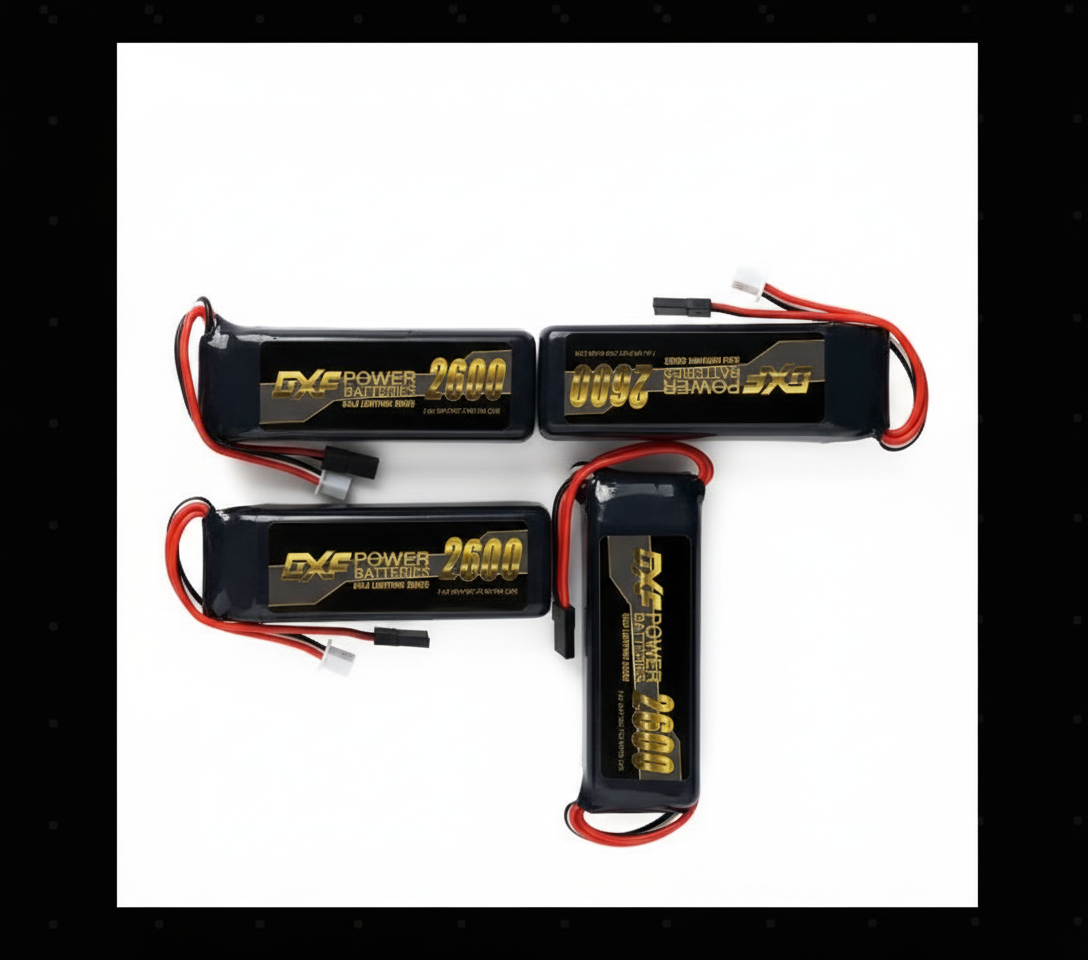 DXF 2S 7.4V 2600mAh 20C LiPo Receiver Battery Hardcase with Futaba Plug for Nitro RC Car Buggy Truggy (Multi-Pack Options)