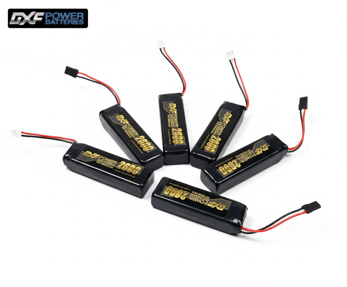 DXF 2S 7.4V 2600mAh 20C LiPo Receiver Battery Hardcase with Futaba Plug for Nitro RC Car Buggy Truggy (Multi-Pack Options)