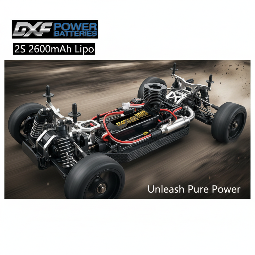 DXF 2S 7.4V 2600mAh 20C LiPo Receiver Battery Hardcase with Futaba Plug for Nitro RC Car Buggy Truggy (Multi-Pack Options)