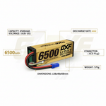 DXF Gold Series 4S 14.8V 6500mAh 100C Graphene Hardcase LiPo Battery with EC5 & 10AWG Wire (1-6 Pack)