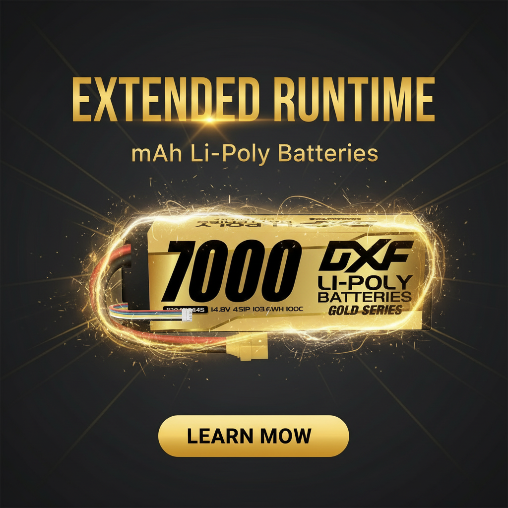 DXF 4S 14.8V 7000mAh 100C Hardcase LiPo Battery with 10AWG XT90 for 1/8 1/10 RC Cars, Trucks, Buggies (1/2 Pack Available)