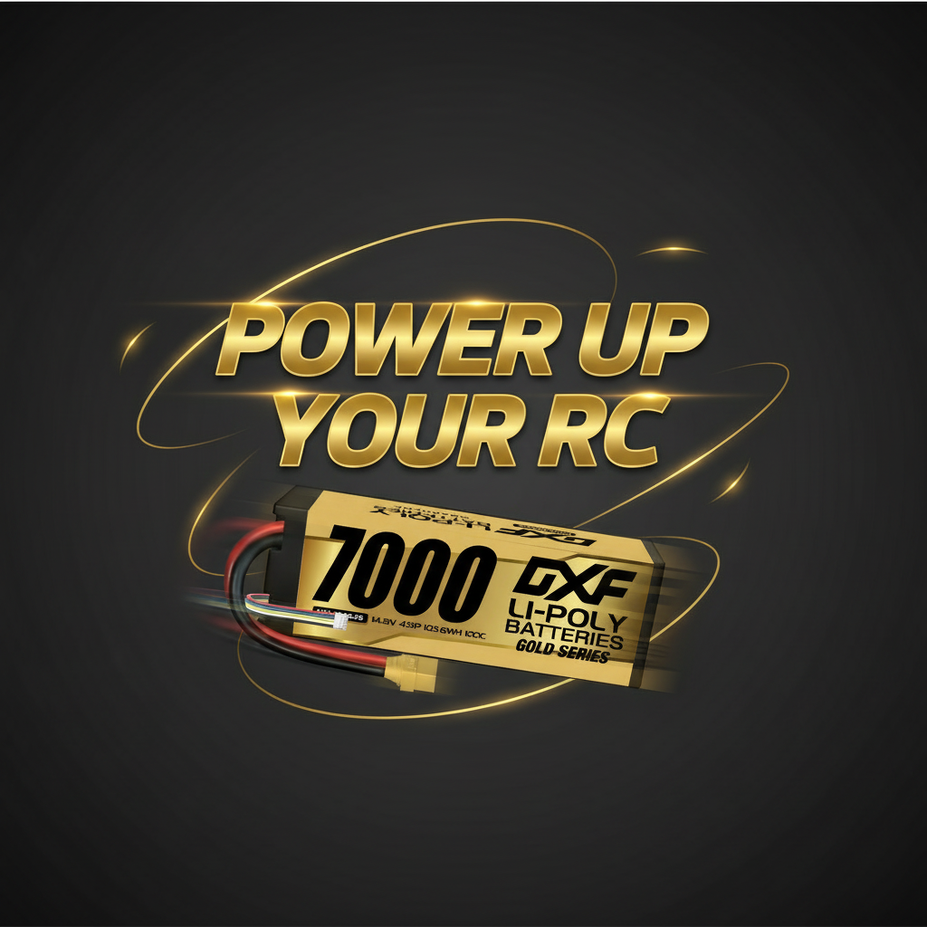 DXF 4S 14.8V 7000mAh 100C Hardcase LiPo Battery with 10AWG XT90 for 1/8 1/10 RC Cars, Trucks, Buggies (1/2 Pack Available)