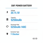 DXF 3S 11.1V 5250mAh 140C Graphene Hardcase LiPo Battery with Deans T-Plug & 10AWG Wire (1-6 Pack)