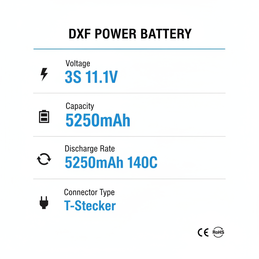 DXF 3S 11.1V 5250mAh 140C Graphene Hardcase LiPo Battery with Deans T-Plug & 10AWG Wire (1-6 Pack)