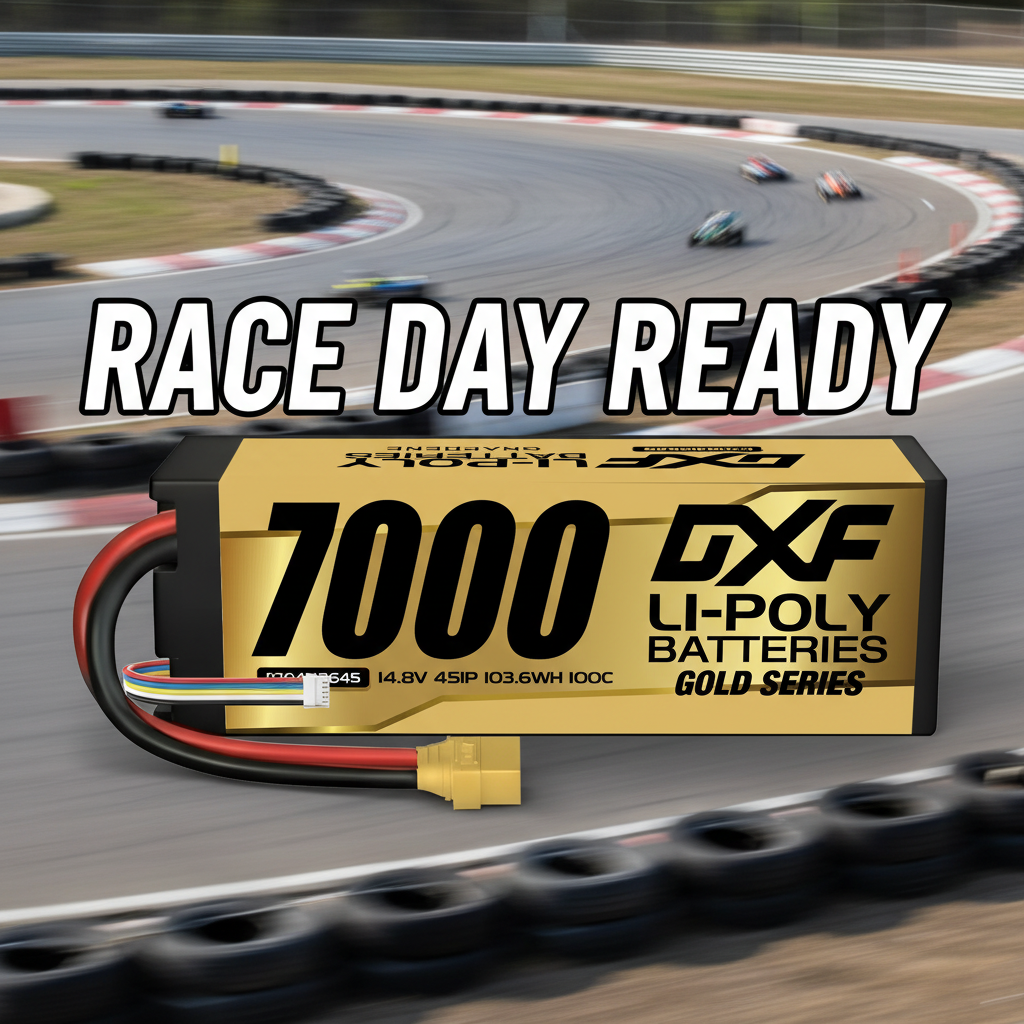 DXF 4S 14.8V 7000mAh 100C Hardcase LiPo Battery with 10AWG XT90 for 1/8 1/10 RC Cars, Trucks, Buggies (1/2 Pack Available)