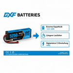 DXF 3S 11.1V 5250mAh 140C Graphene Hardcase LiPo Battery with Deans T-Plug & 10AWG Wire (1-6 Pack)