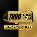 DXF 4S 14.8V 7000mAh 100C Hardcase LiPo Battery with 10AWG XT90 for 1/8 1/10 RC Cars, Trucks, Buggies (1/2 Pack Available)