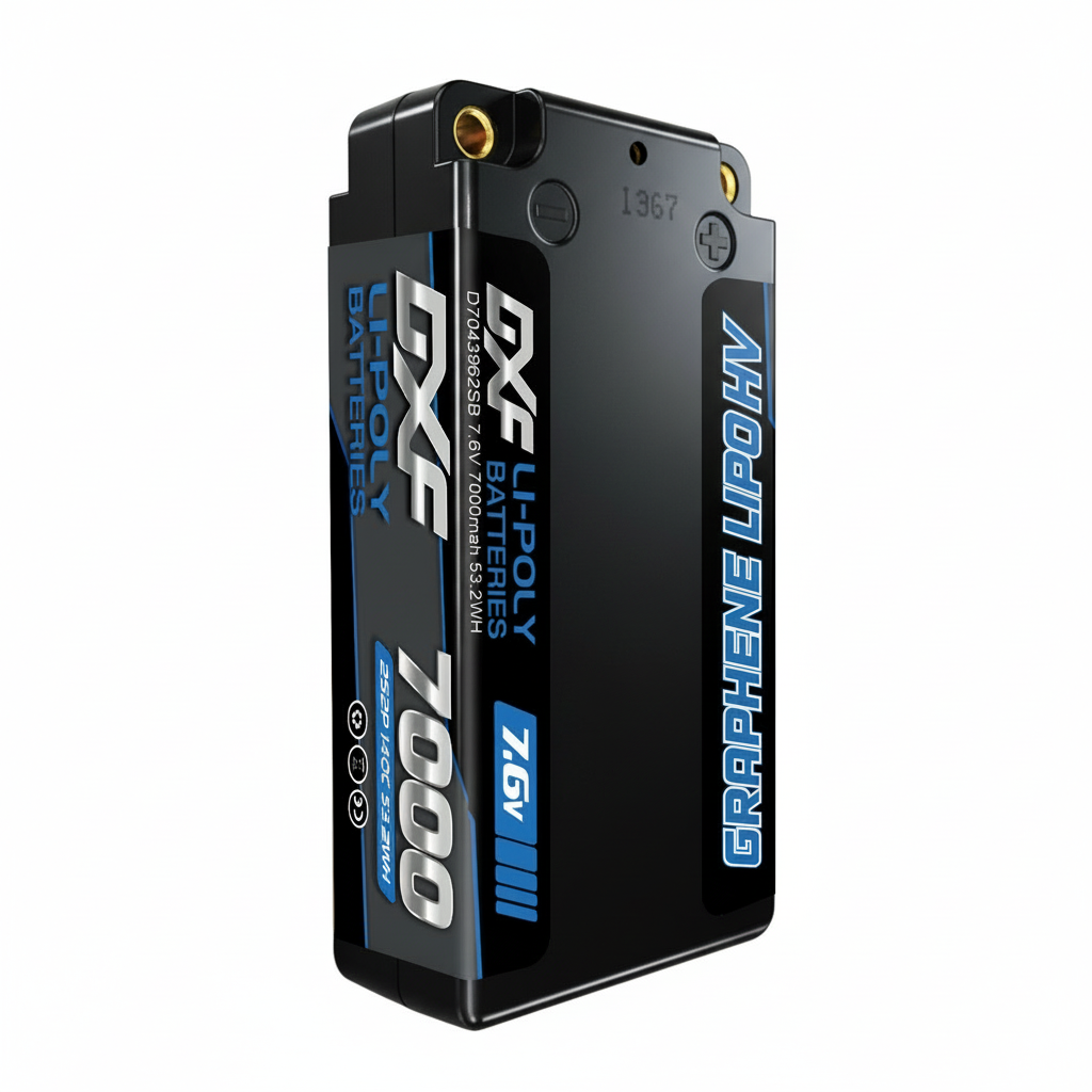 DXF LiPo Battery 2S2P HV 7.6V 7000mAh 140C Graphene Gray with 5mm Bullet / EC5 / T / TRX / XT60 / XT90 / XT150 / Q8s Plug for RC 1/10 1/8 Scale Car Racing
