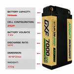 DXF 5mm Shorty 2S 7000mAh 7.6V 140C GOLDEN-NGP PLUS Hardcase LiPo Battery | EFRA Approved