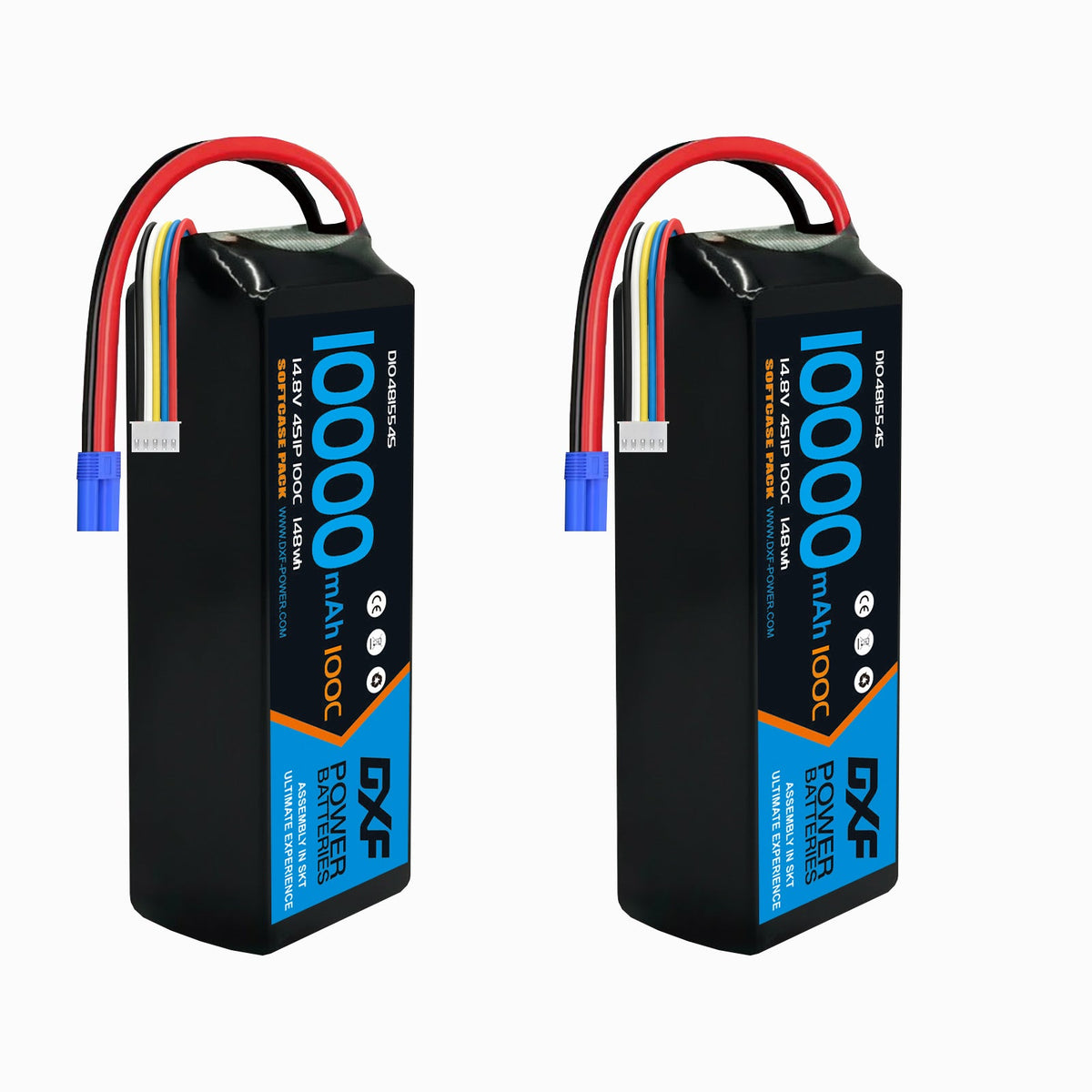 DXF 4S 14.8V 10000mAh 100C Graphene Softcase LiPo Battery with EC5 & 10AWG Wire (1-6 Pack)