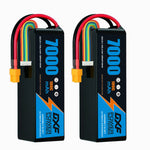 DXF 6S 22.2V 7000mAh 100C Softcase LiPo Battery with XT60 & 10AWG Wire for 1/8 RC Cars (1-6 Pack)