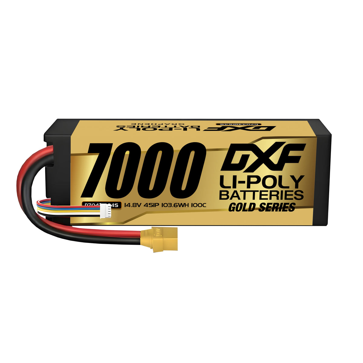 DXF 4S 14.8V 7000mAh 100C Hardcase LiPo Battery with 10AWG XT90 for 1/8 1/10 RC Cars, Trucks, Buggies (1/2 Pack Available)