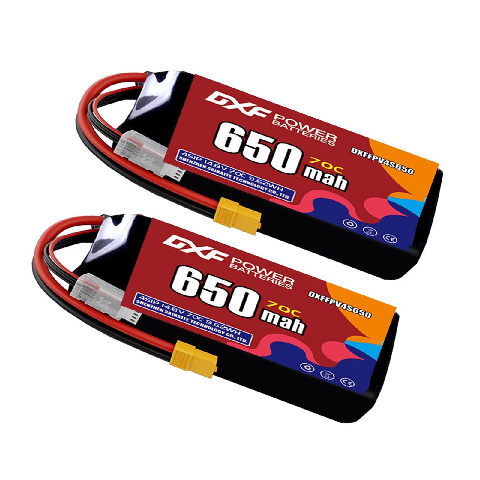 DXF LiPo Battery 4S 14.8V 650mAh 70C with PH2.0 / JST / XT30 / SM / XT60 / EC5 / XT90 for FPV Drone Whoop Micro Racing