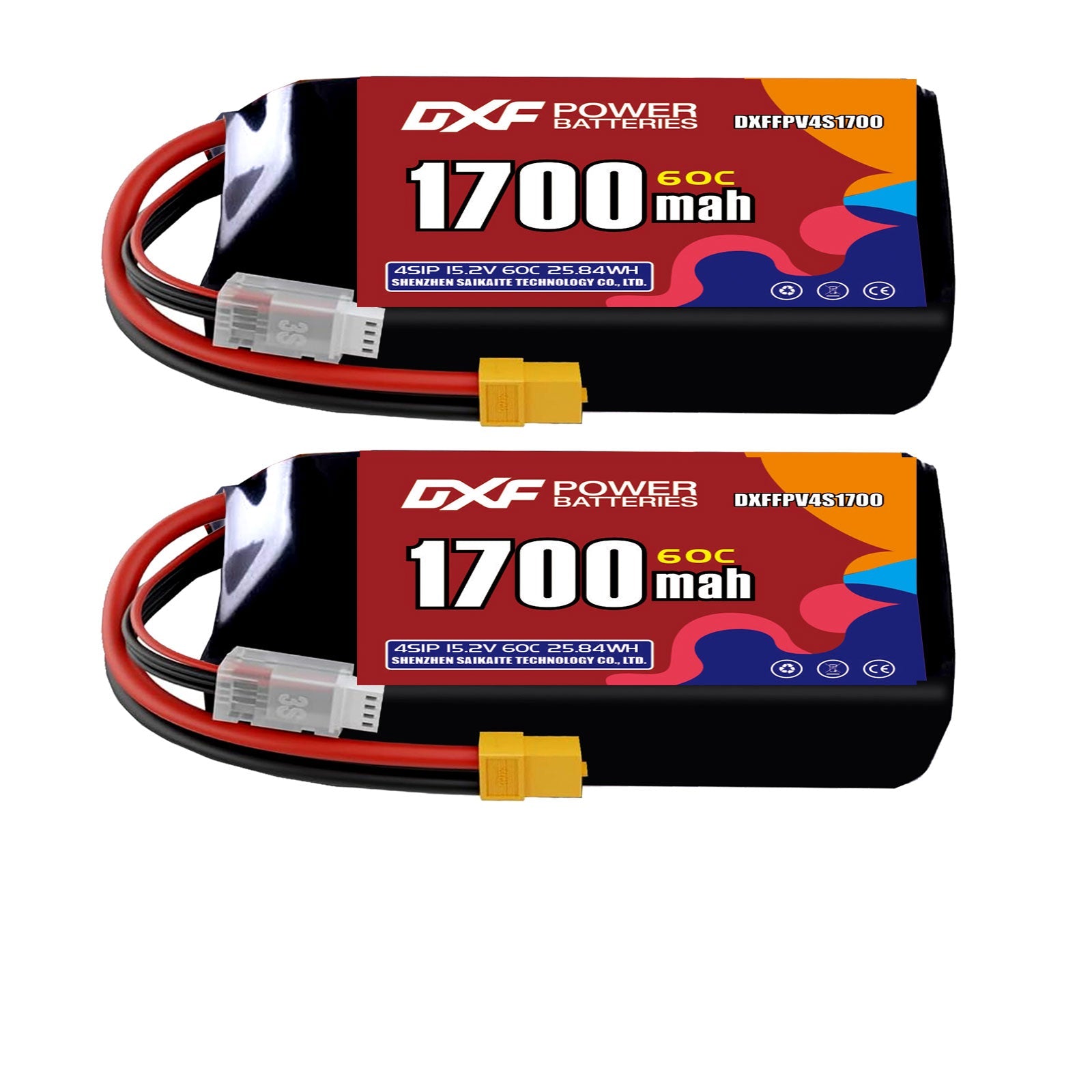 DXF LiPo Battery 4S HV 15.2V 1700mAh 60C with PH2.0 / JST / XT30 / SM / XT60 / EC5 / XT90 for FPV Drone Whoop Micro Racing